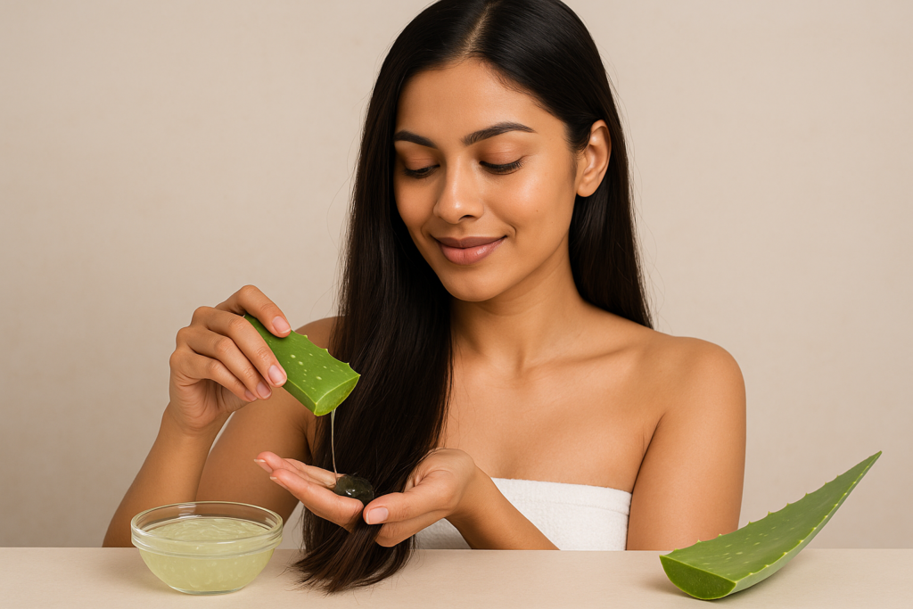Aloevera gel on hair