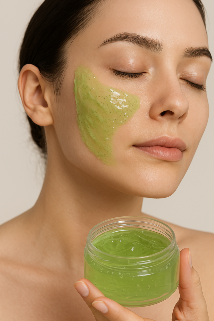 Aloevera gel on face